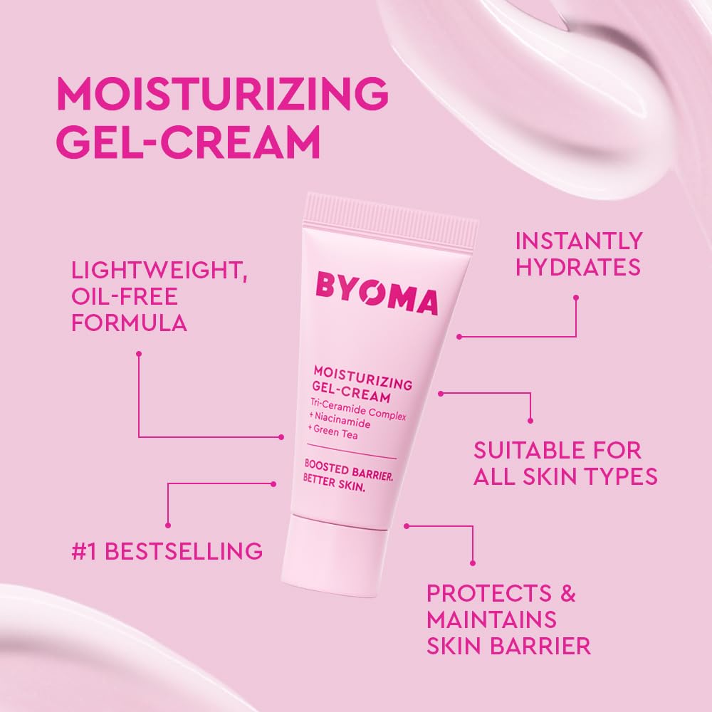 BYOMA So Clear Set with jelly cleanser, clarifying serum, and gel cream for skincare, displayed together in the image.
