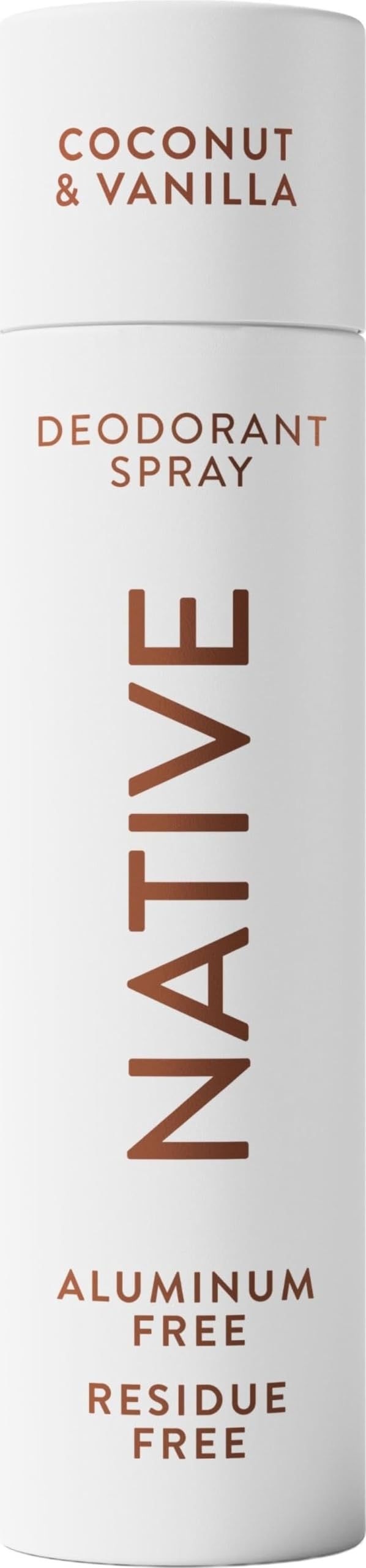 Native aluminum-free body deodorant spray in coconut vanilla scent, 3.5oz bottle, natural odor protection for everyday use.