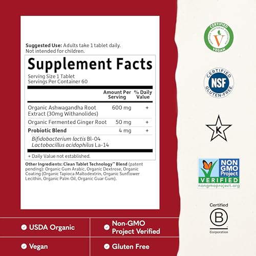 Garden of Life Organic Ashwagandha with Probiotics & Ginger, 60 - Product Imagery