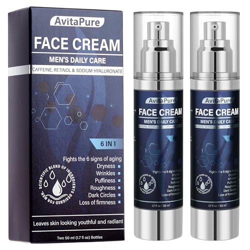 AVITAPURE 6-in-1 Face Cream for Men – Daily Hydrating Moisturizer for Age Defense – Unscented Unscented Unscented Unscen