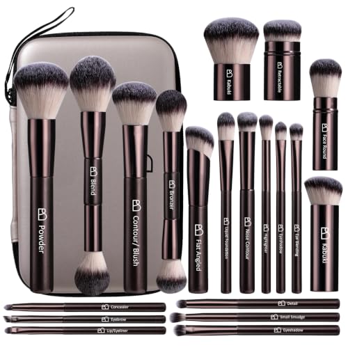 BS-MALL Professional Makeup Brush Set with Travel Case, 20 PCS Synthetic – A-Coffee, Synthetic
