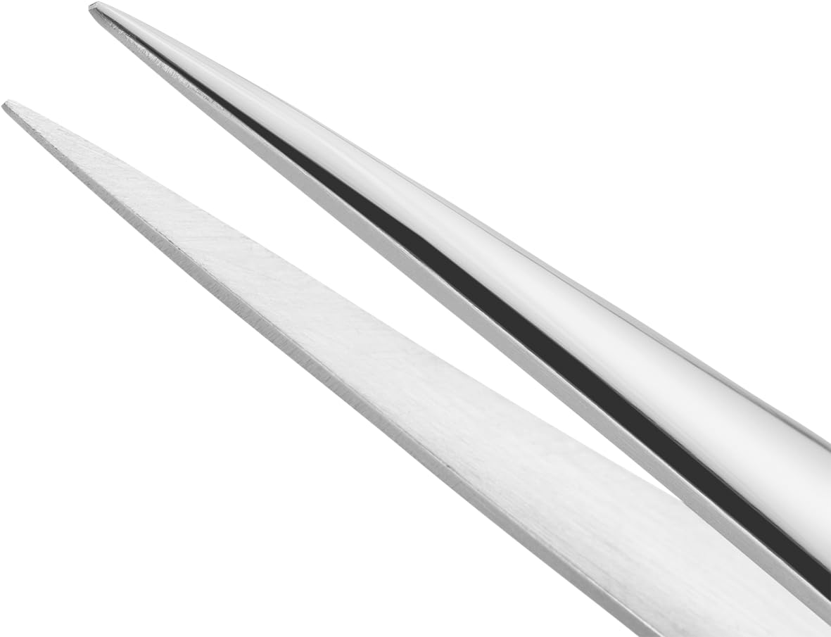 ZWILLING Pointed Tweezer (removal of splinters, ingrown or fine hair, hand-finished, roughened tips), Polished, Silver, 