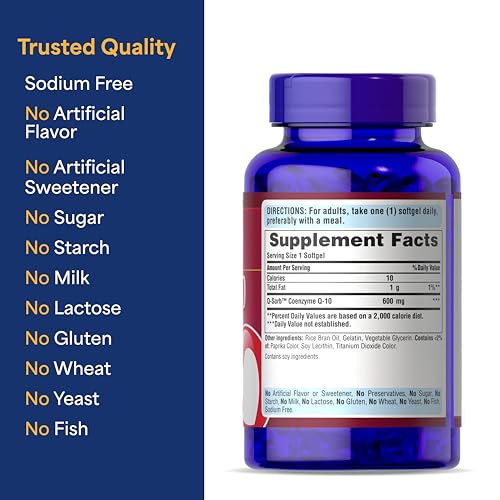Puritan's Pride Coenzyme CoQ10 600mg, Rapid Release Softgels - Product Imagery