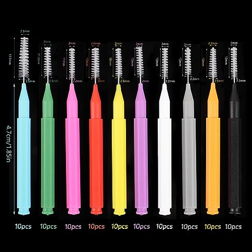 100 Pcs Interdental Brushes, 6 Sizes Braces Flossers for Cleaner - Product Imagery