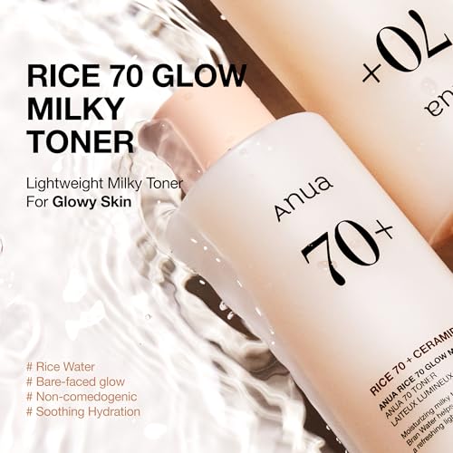 Anua Rice 70 Glow Milky Toner, Non Comedogenic, Korean Skincare, - Product Imagery