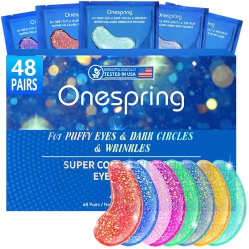 Onespring Eye Masks (48 Pairs) - Bachelorette Party Favors, Collagen Under Eye Patches for Puffy Eyes, Fine Lines and Da