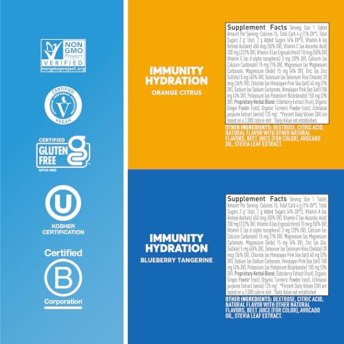 Nuun Immunity Electrolyte Tablets Blueberry Tangerine & Orange, - Product Imagery