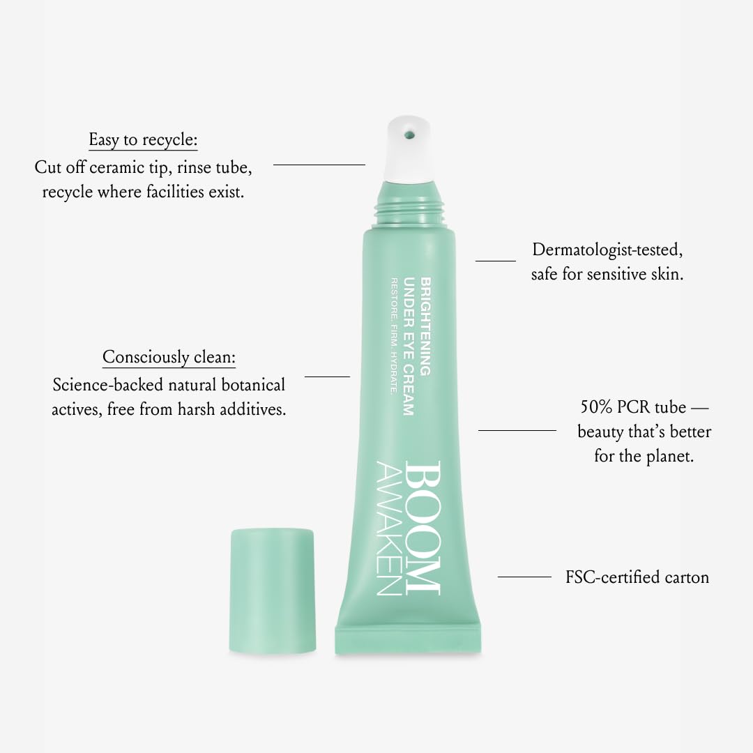 BOOM! by Cindy Joseph Boom Awaken Cooling Under Eye Cream, 0.5 oz – back view and specifications