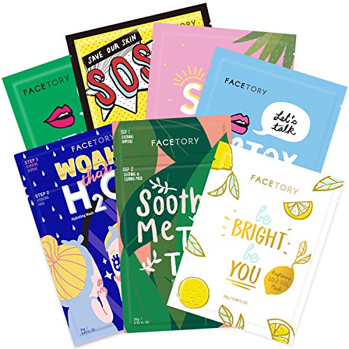 FACETORY Best of 7 Korean Face Mask Variety Pack, Radiance & - Product Imagery