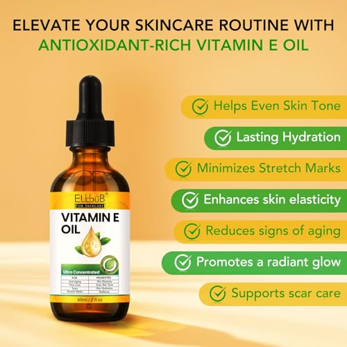 ELBBUB Premium Vitamin E Oil - Ultra Concentrated - Moisturizes, - Product Imagery