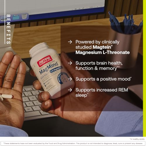 Jarrow MagMind Magtein Magnesium L-Threonate, 90 Capsules - Product Imagery