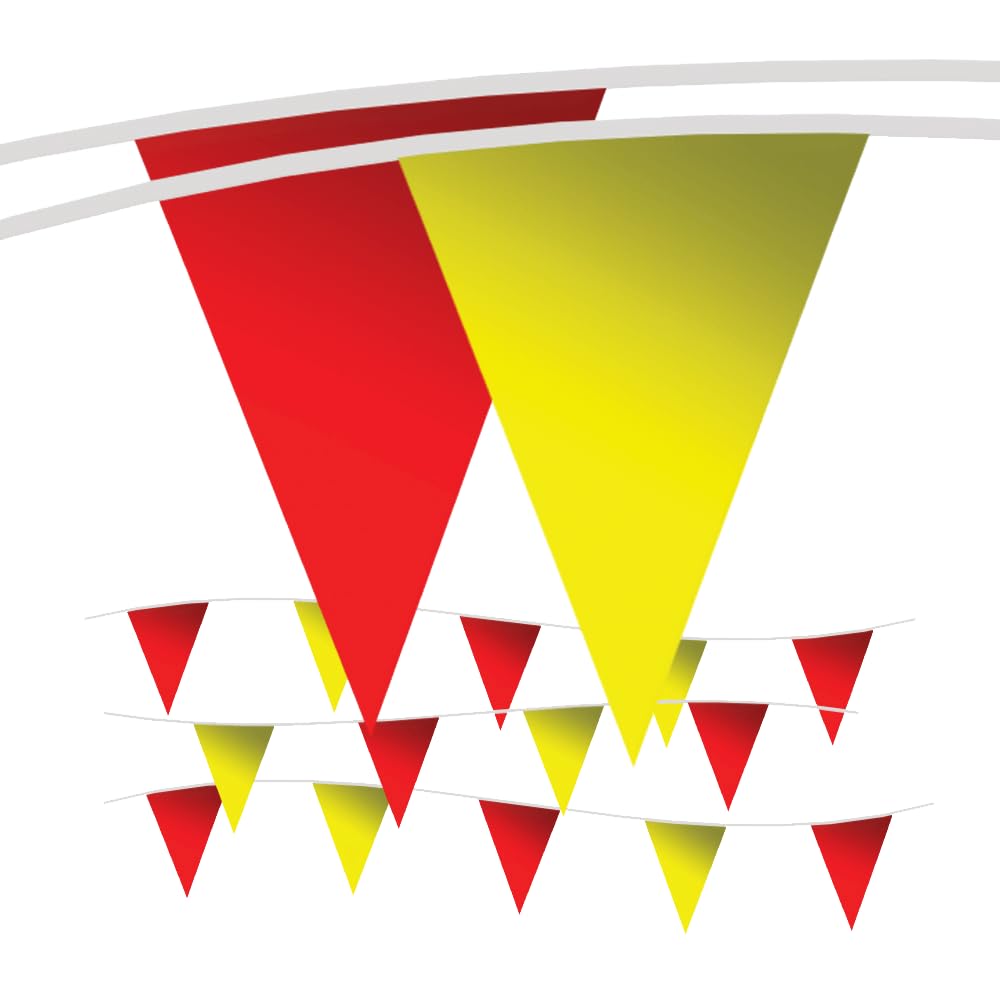 Electro Tape Pennant Banner Flags - OSHA 500lb Rated Safety Rooftop Flagging Barrier Traffic Party & Events - 105ft Stra