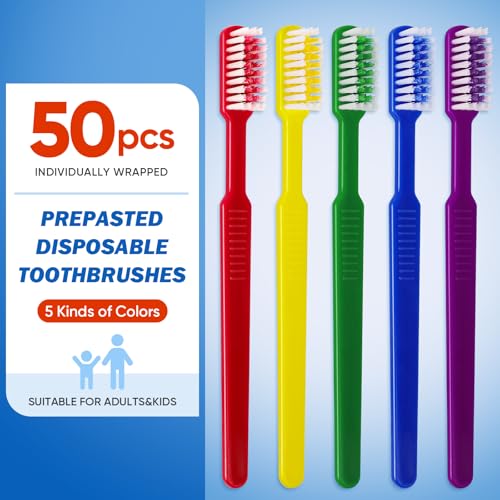 50 PCS Prepasted Disposable Toothbrushes with Toothpaste, Bulk - Product Imagery