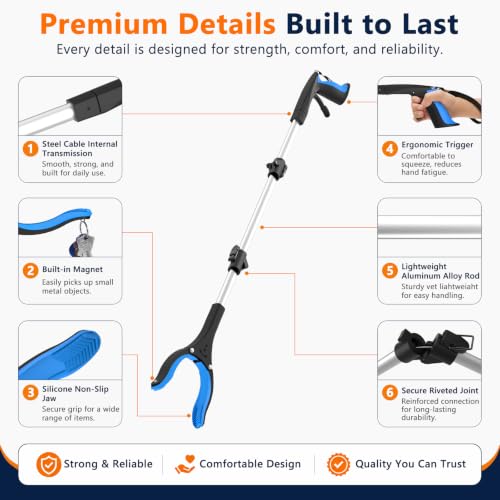 36 Inch Foldable Grabber Reacher Tool, 2 Pack for Seniors - Product Imagery