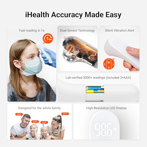 iHealth No-Touch Forehead Thermometer for Adults, Kids, Babies - Product Imagery