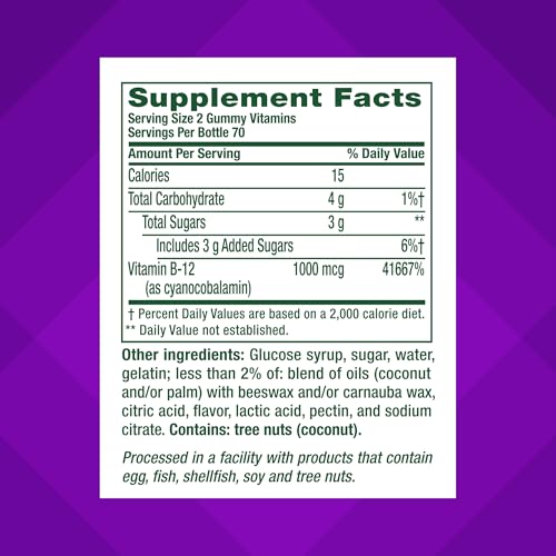Vitafusion Vitamin B12 1000 mcg | 140 Gummies | Yummy Raspberry - Product Imagery