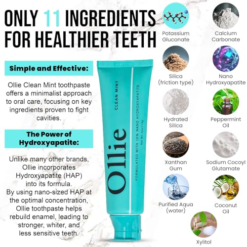 Ollie Fluoride Free 10% Nano Hydroxyapatite Toothpaste, Clean - Product Imagery