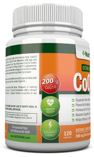 NutriONN CoQ10 200mg (Double Strength), 120 Capsules - High - Product Imagery