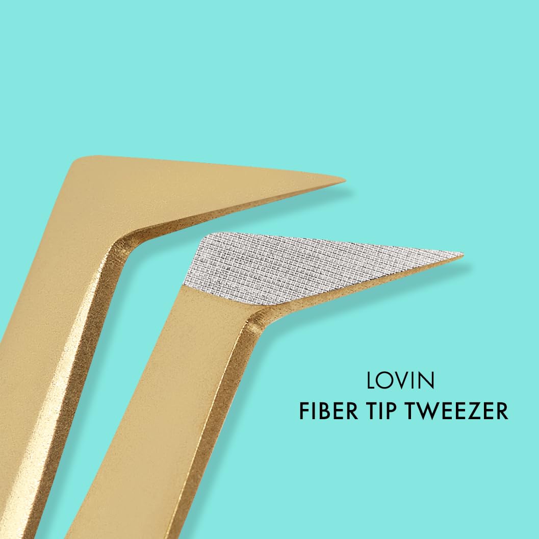 LBLA BEAUTY LBLA Lovin’ 90° Boot Tweezer – Lashbox LA Gold Fiber Tip Grip for Easy Lash Pickup & Placement – 24K Gold Pl