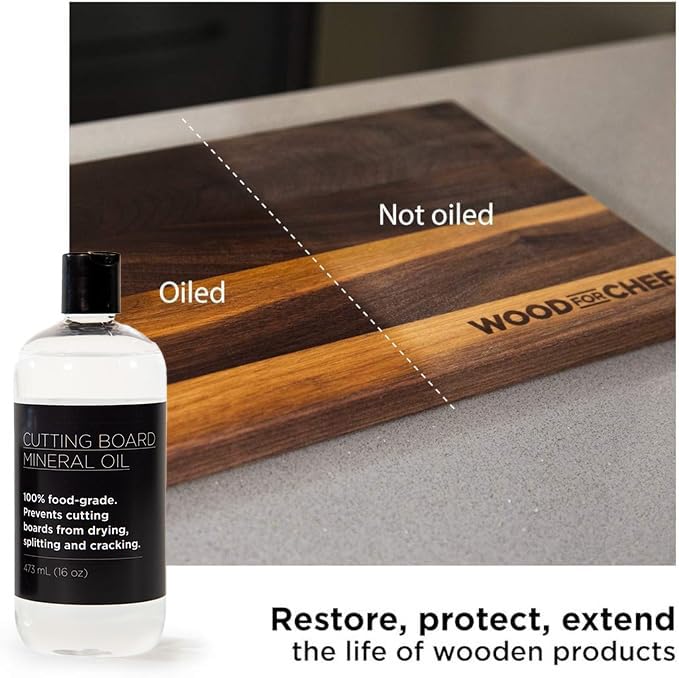 WoodForChef Cutting Board Food Grade Mineral Oil (16 oz) - - Product Imagery