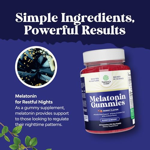 Melatonin Gummies 5mg for Sleep Support, Dietary Supplement - 60 - Product Imagery