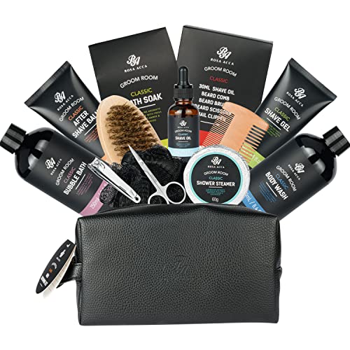 RA ROSA ACCA 14 Pcs Bath & Body Gift Set for Men, Father's Day Gifts, Beard Grooming, Home Spa & Self Care Gift Basket, 
