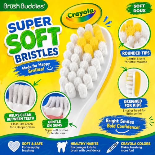 Brush Buddies Crayola Kids Toothbrush Set 6 Pack Soft Bristle - Product Imagery