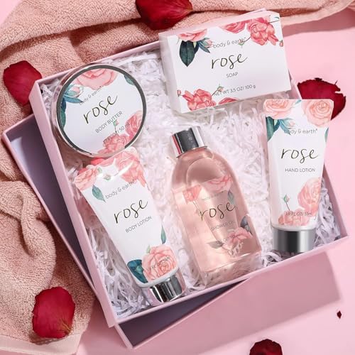 Spa Gift Sets for Women - Rose Bath and Body Care Gift Baskets, - Product Imagery