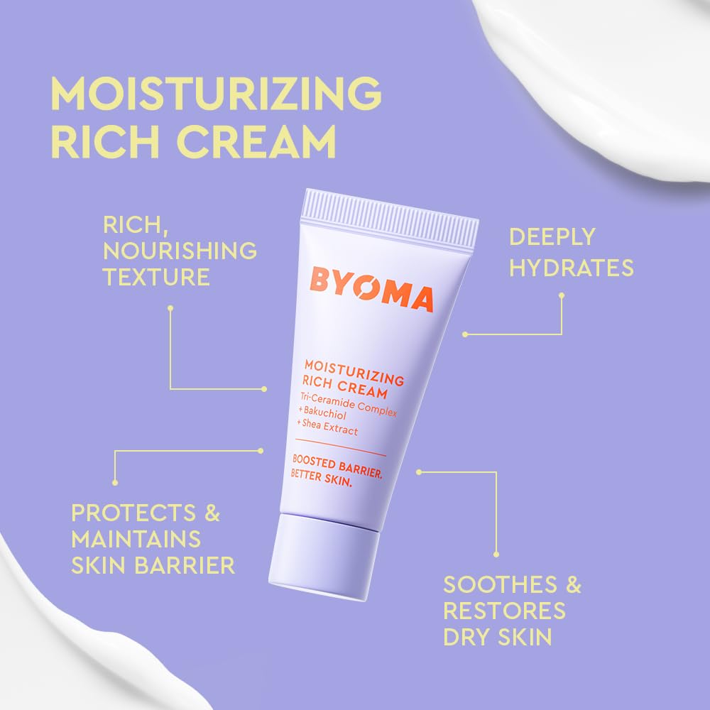 BYOMA So Bright set with jelly cleanser, brightening serum, and rich cream for glowing skin in a skincare collection.