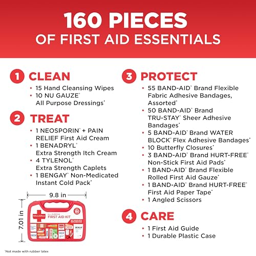 BAND-AID Brand All-Purpose Portable Compact First Aid Kit, 160 - Product Imagery