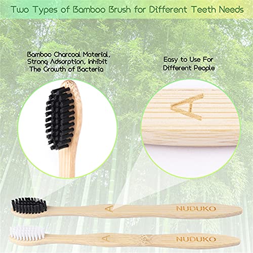 Bamboo Toothbrushes 10 Pack, Soft Bristle Toothbrush BPA Free - Product Imagery