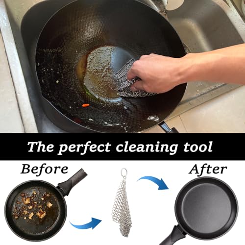 Cast Iron Cleaner, 6 Inch 316 Stainless Steel Skillet Cleaner, - Product Imagery