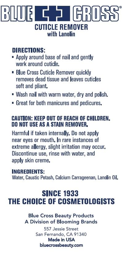 Blue Cross Cuticle Remover & Softener with Lanolin for Nails, 6 oz