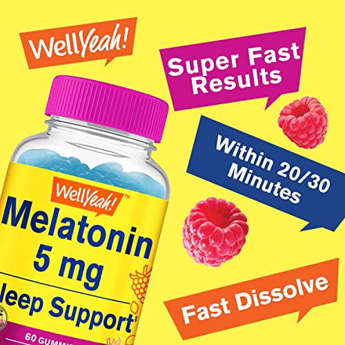 WellYeah Melatonin Gummies 5 mg 2 Pack - Raspberry Flavor - - Product Imagery