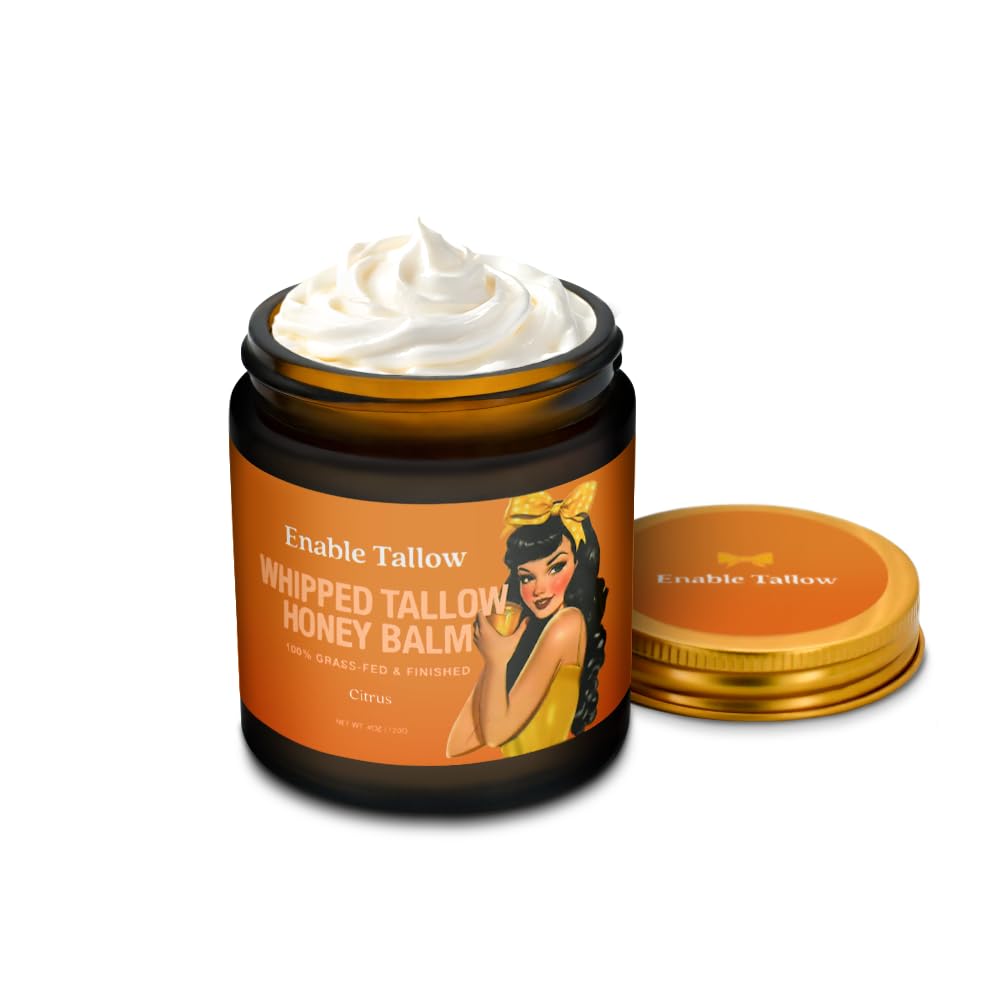 Enable Tallow Face & Body Cream – Whipped Beef Tallow & Manuka Honey Balm for Dry Skin, Eczema & Sensitive Skin – Natura