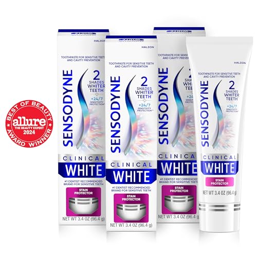 Sensodyne Clinical White Stain Protector Toothpaste, 3.4 oz x 3 - Product Imagery