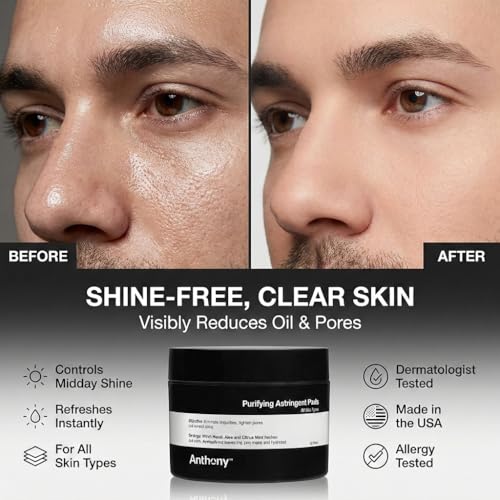 Anthony Witch Hazel Pads Pore Cleaner, 60 Count - Product Imagery