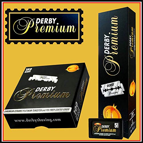 100 "Derby Premium" Single Edge Razor Blades for straight razor - Product Imagery
