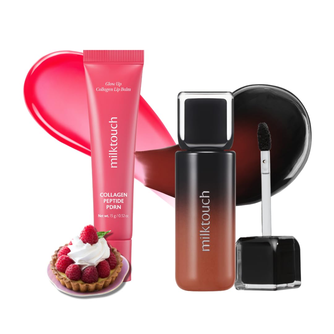 MILKTOUCH [Summer-proof Lip Combo] Black Peel Off Lip Tattoo #05 Black Fig + Collagen Lip Balm #Berry Tart – product pho