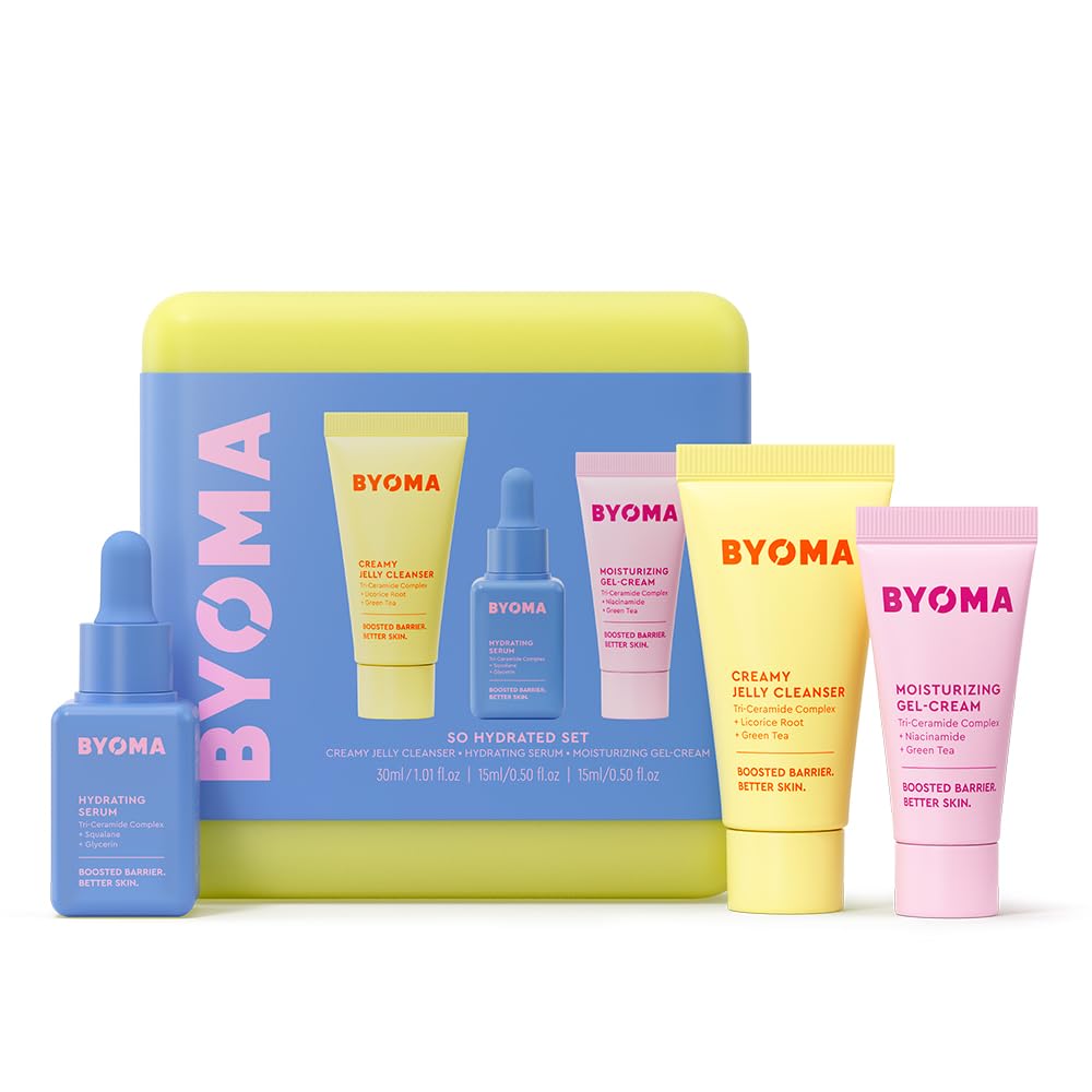 BYOMA So Hydrated Set – Jelly Cleanser, Hydrating Serum, Gel - Product Imagery