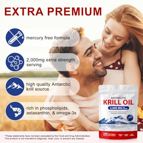 Antarctic Krill Oil, 240 Softgels | Premium Omega-3 Marine - Product Imagery