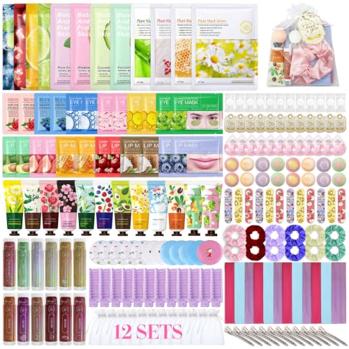Comdian 180 PCS Spa Party Supplies for Women, Spa Party Favors Include Face Masks, Hand Cream, Lip Blam, Under Eye Patch