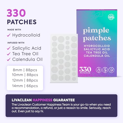 LivaClean 330 CT Pimple Patches for Face w/Salicylic Acid, Tea - Product Imagery
