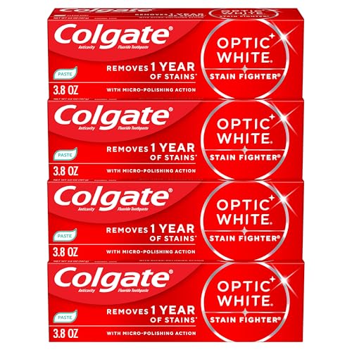 Colgate Optic White Stain Fighter Whitening Toothpaste, Mint, 4 - Product Imagery
