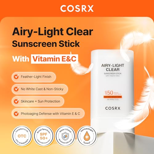 COSRX Vitamin E Sunscreen & Airy Light Sunscreen Stick with - Product Imagery