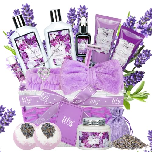 LILY ROY 17Pcs Spa Gifts Spa Kit - Perfect Lavender Lilac Spa Gift Baskets for Women – Lilac