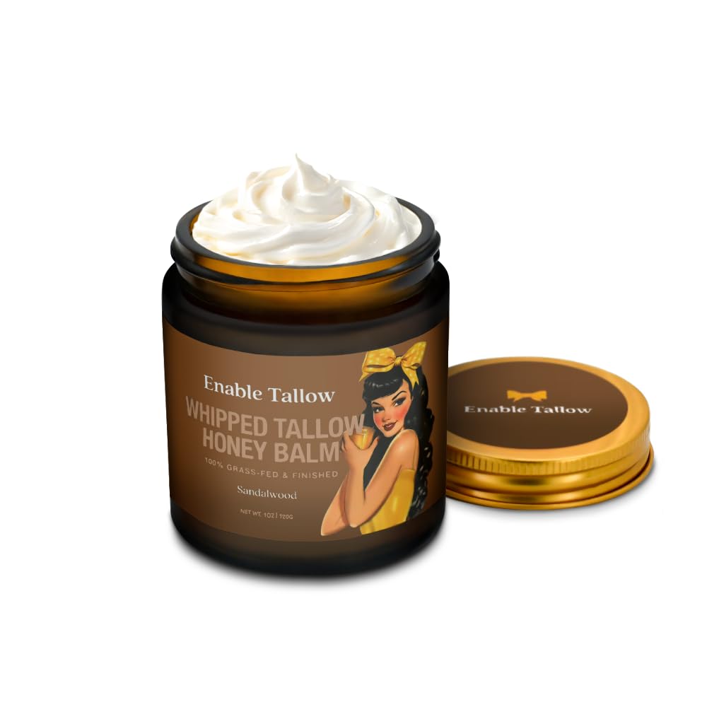 Enable Tallow Face & Body Cream – Whipped Beef Tallow & Manuka Honey Balm for Dry Skin, Eczema & Sensitive Skin – Natura
