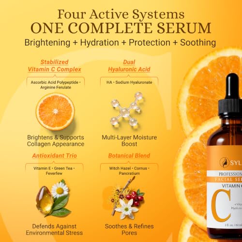 Sylk Vitamin C Serum For Face with Hyaluronic Acid & Vitamin E – - Product Imagery