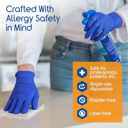 Inspire Cobalt Blue Nitrile Disposable Gloves | 4.5 Nitrile - Product Imagery