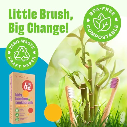 VIVAGO Kids Toothbrush - Kids Bamboo Toothbrushes with Soft - Product Imagery
